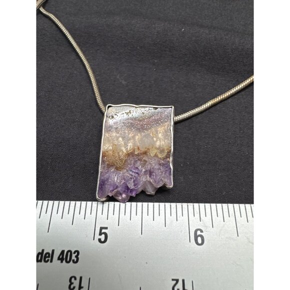 Amethyst & Sterling Silver Purple Pendant Necklace With Adjustable Chain - Picture 4 of 6